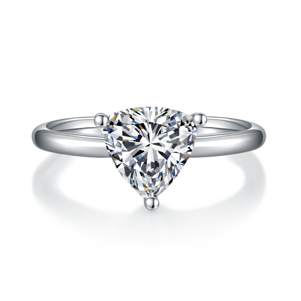 Classic triangle S925 silver plated white gold moissanite diamond women's ring 2.0 carats D-class
